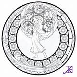Coloring Disney Pages Stained Glass Mandala Rapunzel Line Amethyst Akili Deviantart Coloriage Tangled Book Sheets Books Princess Adult Adulte Dessin sketch template