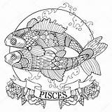 Pisces Zodiaco Pesci Segno Mandalas Pattern Signos Raster Visitar Ausdrucken Picis sketch template