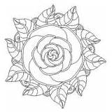 Mandala Coloring Rose Pages Flower sketch template