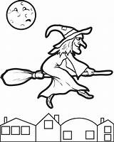 Witch Coloring Pages Halloween Broom Printable Kids Hat Drawing Simple Print Witches Color Preschool Getdrawings Getcolorings Choose Board Mpmschoolsupplies Click sketch template