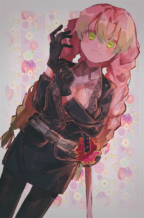 demon slayer girl with pink and green hair manga