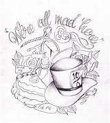 Wonderland Alice Drawing Sketch Tattoo Tattoos Ink Nevermore Drawings Pencil Deviantart Mad Sketches Tat Teacup Key Quotes Mushroom Cat Keyhole sketch template