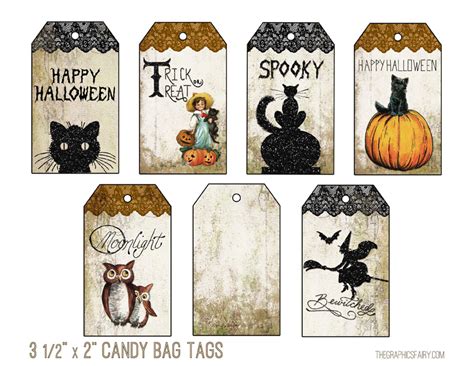 printable halloween tags bookmarks  cute  graphics fairy