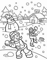 Coloring Snow Winter Pages Colouring Season During Holidays Kids Fights Heavy Funny Wonderland Santa Color Fight Drawings Print Printable Snowman sketch template