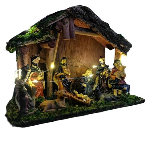 buy fly  nativity set wooden christmas house led lighted