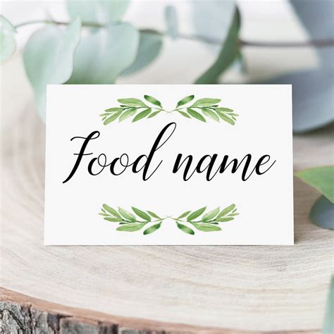greenery food labels printable diy food cards instant  littlesizzle