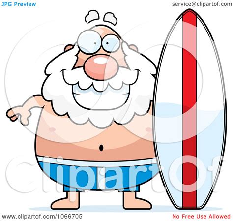 Clipart Pudgy Grandpa Surfer Royalty Free Vector
