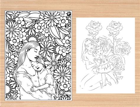 mothers day mandala coloring pages printable coloring etsy