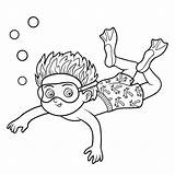 Swimming Clipart Coloring Boy Sea Book Little Swim Illustration Vector Infant Preview Adorable sketch template