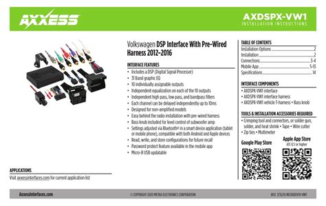 axxess axdspx vw installation instructions manual   manualslib