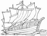 Columbus Christopher Ships Coloring Pages Getcolorings Getdrawings Three sketch template