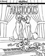Aristocats Coloring Kids Pages Print Disney sketch template