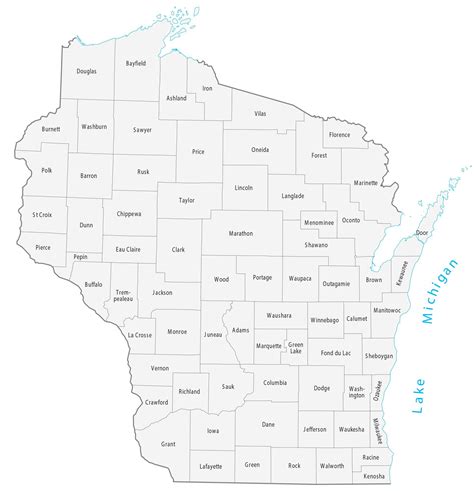 wisconsin county map large map vivid imagery