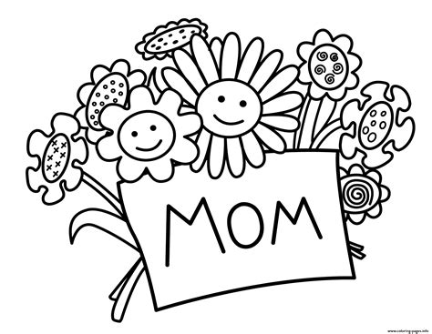 printable mothers day flowers coloring page printable