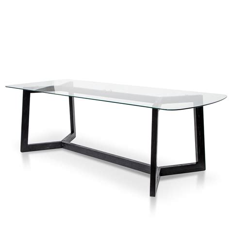 Massey 2 4m Dining Table Glass Top With Black Base Interior Secrets