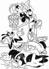 Coloring Pages Playing Cartoon Disney Basketball Characters Kids Mickey Goofy Para Book sketch template