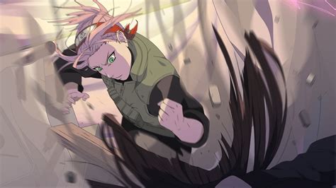 Naruto Shippuuden Anime Haruno Sakura Pink Hair Green