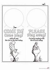 Coloring Door Dr Seuss Pages Grinch Hanger Knob Printable Template Bettercoloring sketch template
