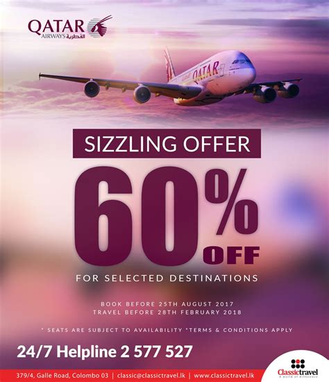 sizzling offers  qatar airways    selected destinations