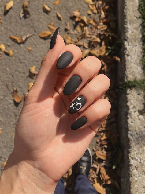 black matte xo nails theweeknd  nails matte nails hair  nails
