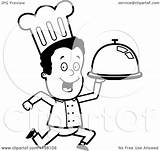 Chef Running Cartoon Man Clipart Platter Coloring Thoman Cory Outlined Vector 2021 sketch template
