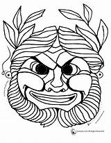 Greek Masks Template Theatre Mask Coloring Maschere Ancient Greche Greece Drama Woojr Grecia Pages Roman Crafts Templates Theater Kids Traditional sketch template