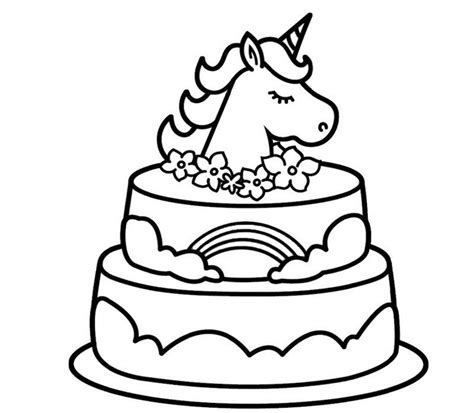easy unicorn birthday cake coloring page  print  unicorn happy
