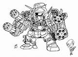 Sd Gundam Heavyarms Lineart Version sketch template