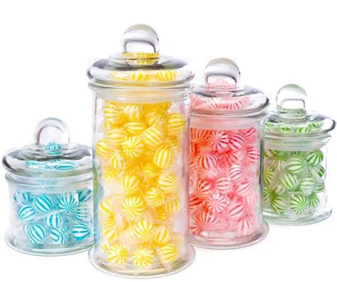 4 Piece Round Glass Canister Set Glass Candy Containers