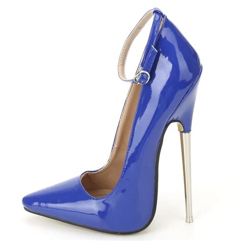 fetish high heels women pumps 18cm 7inch stiletto sharp toe ankle wrap