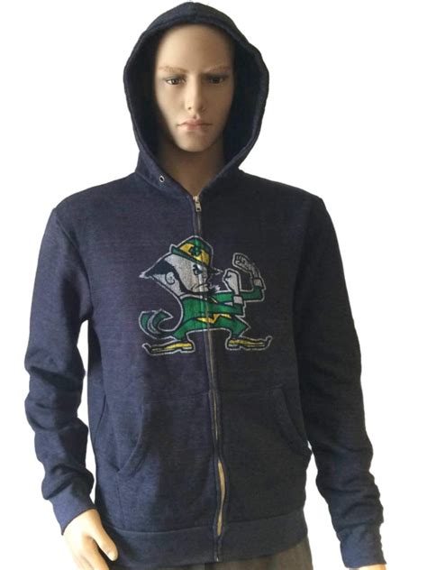 notre dame fighting irish retro brand navy triblend zip  hoodie jacket retro brand hoodie