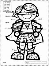 Math Superhero Grade Coloring Pages Worksheets Printables 2nd Theme Subtract Add Within Mental Second Classroom 1st School Using Color Strategies sketch template