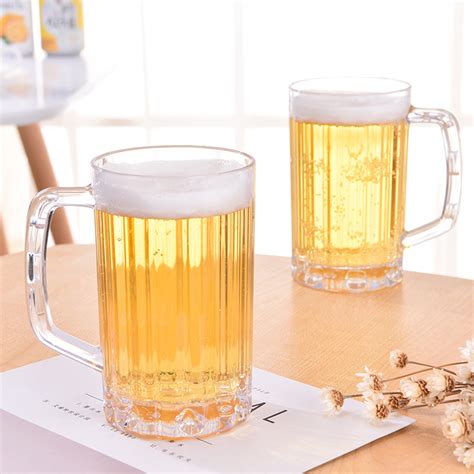 ml plastic beer glasses clear strong handle cup mug drink party ebay