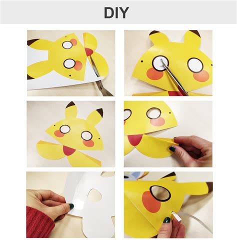 pikachu mask printable pikachu costume animal mask halloween etsy
