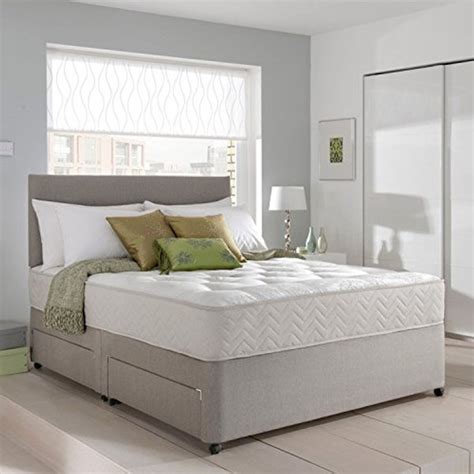 grey suede divan bed set  memory foam mattress  headboard sleepyn