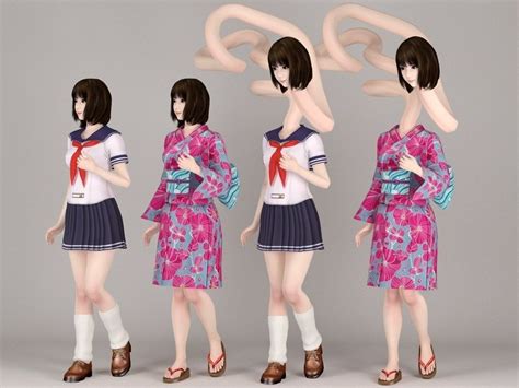 Rokurokubi Girl Mariko Pose 01 3d Cgtrader
