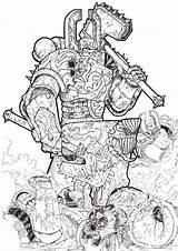 Khorne Warhammer 40k Berzerkers Coloring Pages Colouring Space Marine Tattoo Fantasy Drawings Hammer War Warrior Choose Board Wh40k Artwork Pen sketch template