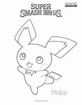 Smash Pichu Coloring Super Brothers Bros Pages sketch template