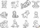 Animals Zodiac Chinese Printable Coloring Print sketch template