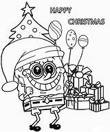 Spongebob Coloring Christmas Pages Fun sketch template