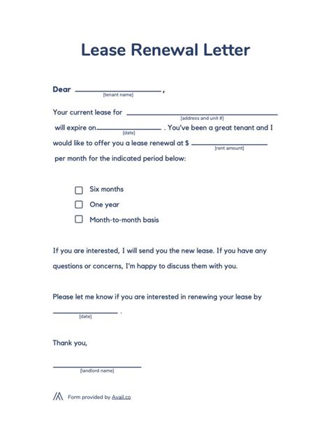 lease renewal letter  template  diy landlords