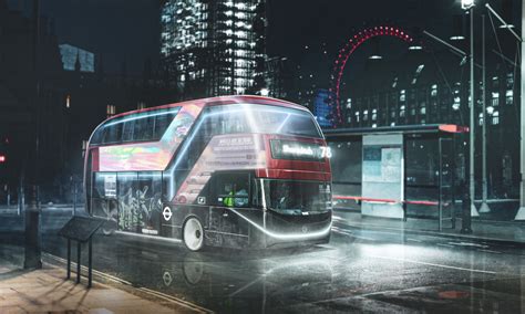 cyberpunk  london double decker   public transport ride wed