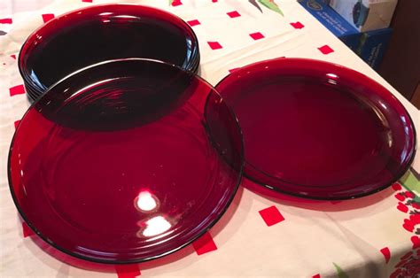 set of 6 vintage ruby red depression glass 9 dinner