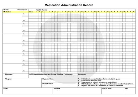 printable medication administration record sheet  printable