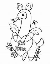 Llama Coloring Mine Heart Pages Printable sketch template