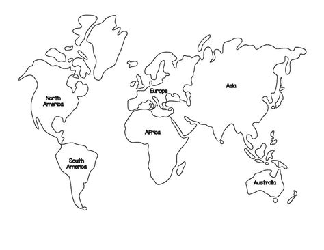 contorno del mapa del mundo en blanco  colorear imprimir  dibujar