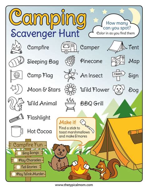 camping scavenger hunt printable reverasite