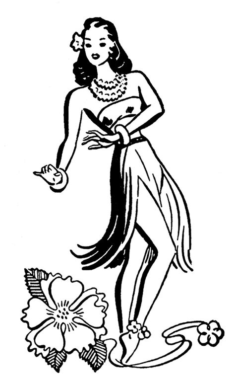 retro clip art hawaiian ladies dancers  graphics fairy