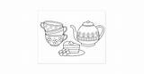 Teapot Teacups Stamp sketch template