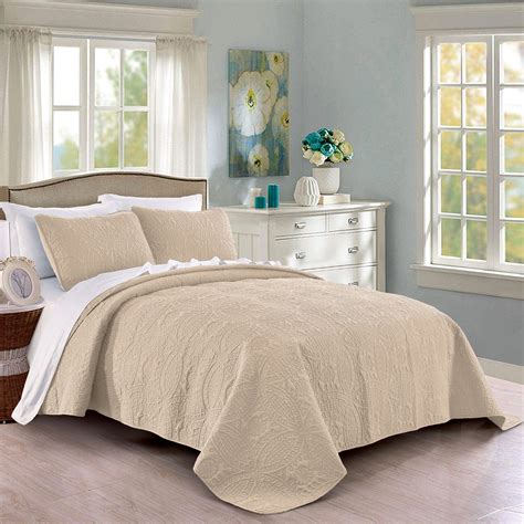 quilt set kingcal kingcalifornia king size ivory oversized bedspread soft microfiber